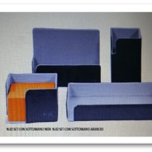 01SETF - SET SCRIVANIE MODERNO PELLE NERA 5 PEZZI NAV