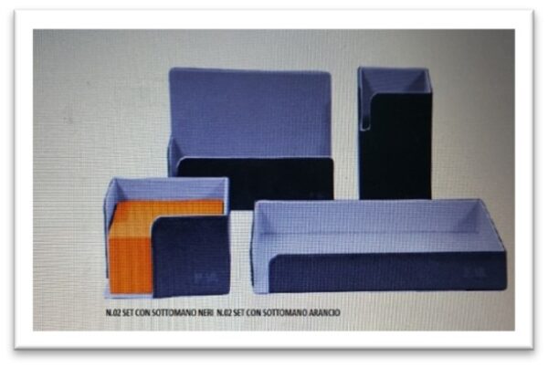 01SETF - SET SCRIVANIE MODERNO PELLE NERA 5 PEZZI NAV