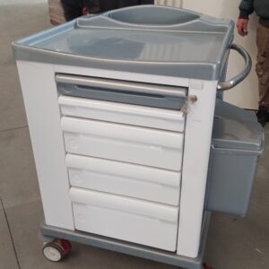 03CARMEDF - CARRELLO MEDICO BIANCO 5 CASSETTI PIANO GRIGIO
