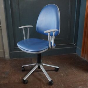 03SEDF - SEDIA UFFICIO STR GRIGIA PELLE BLU  RUOTE