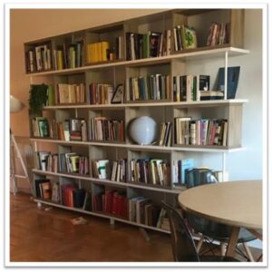 04.1LIBF - LIBRERIA 10 MODULI RETTANGOLARI LEGNO CHIARO RIPIANI BIANCHI