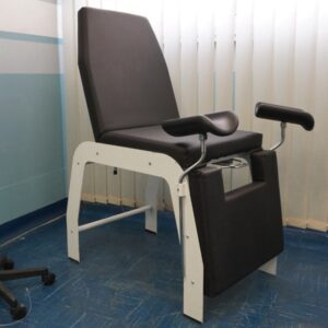 04LETMEDF - LETTO POLTRONA GINECOLOGICA STRUTTURA BIANCA PELLE NERA