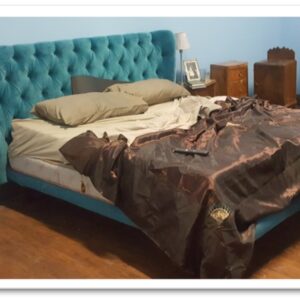01LETF - LETTO MATRIMONIALE FERRO BATTUTO CON POMELLI ORO