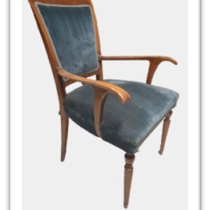10SEDF - SEDIA '40 STRUTTURA LEGNO VELLUTO BLU BRACCIOLI