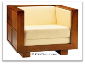 12POLF - POLTRONA QUADR STR CILIEGIO PELLE VERDE MOR