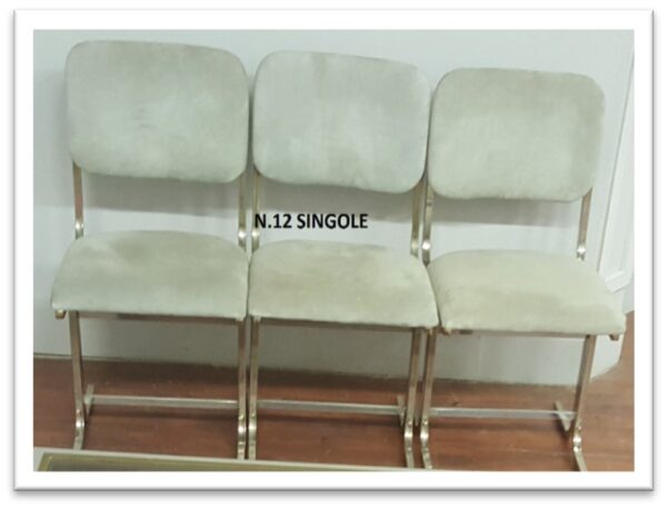 12SEDF - SEDIA '70 STRUTT ACCIAIO VELLUTO GRIGIO CHIARO