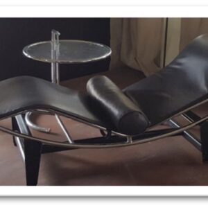 13POLF - POLTRONA CHAISE  LONGUE  BASE  ACCIAIO  PELLE NERA