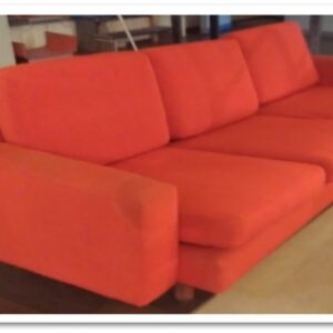 14DIVF - DIVANO  '70 TESSUTO ARANCIO 3 POSTI