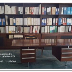 14LIBF - LIBRERIA '70  NOCE 2 SEZIONI  ANTE CASSETTI RIPIANI