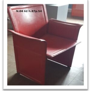 14POLF - POLTRONCINA PELLE ROSSA  SQUA MORO