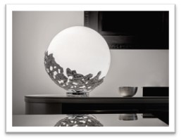 18LAMF - LAMPADA NATALIA TAVOLO BASE ARGENTO PAR CRISTALLO BIANCO