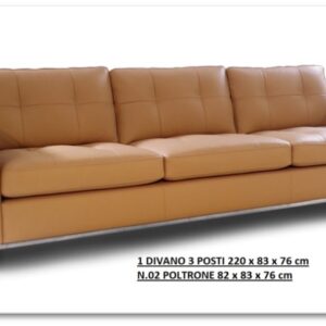02DIVF - DIVANO STRUTTURA ACCIAIO PELLE AVANA