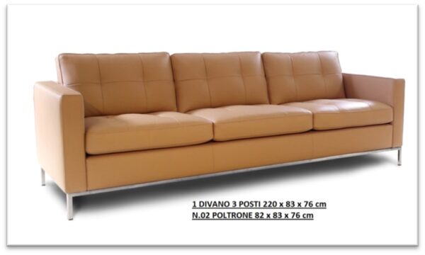 02DIVF - DIVANO STRUTTURA ACCIAIO PELLE AVANA