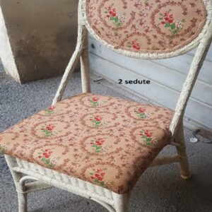 02ESTF - SEDIA '900 RATTAN BIANCA TESSUTO ROSA ANTICO