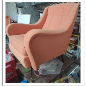 22POLF - POLTRONA '70  TESSUTO ROSA ANTICO GAMBE FERRO