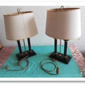25LAMF - LAMPADA TAVOLO BASE MARMO NERO 2 COLONNE  PAR OVALE