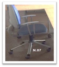 03SEDF - SEDIA UFFICIO STR GRIGIA PELLE BLU  RUOTE