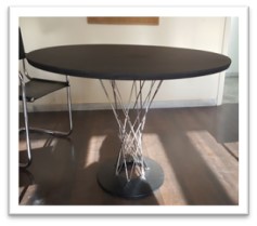 33TAVF - TAVOLO PIANO NERO TONDO BASE ACCIAIO INTRECCIATO