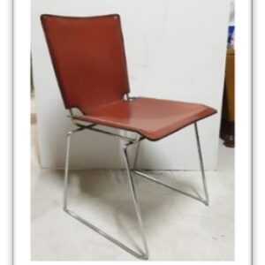 37SEDF - SEDIE GAMBE ACCIAIO PELLE BORDEAUX
