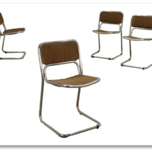 40SEDF - SEDIA '70 STRUTTURA ACCIAIO VELLUTO MARRONE