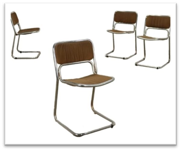 40SEDF - SEDIA '70 STRUTTURA ACCIAIO VELLUTO MARRONE