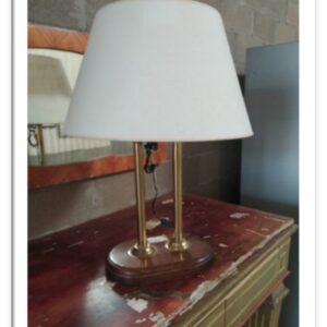 46LAMF - LAMPADA TAVOLO 2 COLONNE ORO CLASSICA BASE LEGNO