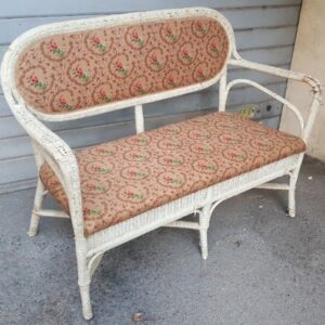 05ESTF - DIVANETTO 2 P '900 RATTAN BIANCA TESS ROSA ANTICO