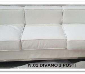 06DIVF - DIVANO STR ACCIAIO PELLE BIANCA