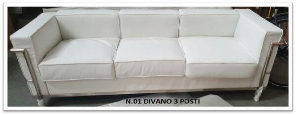 06DIVF - DIVANO STR ACCIAIO PELLE BIANCA