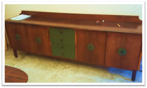 06SIDF - SIDEBOARD NOCE 4 ANTE 4 CASSETTI VERDI MAN TONDE