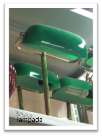 61LAMF - LAMPADA TAVOLO  DECO' CORPO ORO PAR VETRO VERDE