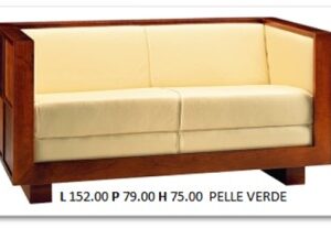 08DIVF - DIVANETTO QUADR '40 2 P CILIEGIO PELLE VERDE MOR