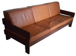 09DIVF - DIVANO '60  STRUTT LEGNO PELLE MARRONE TRITTICO