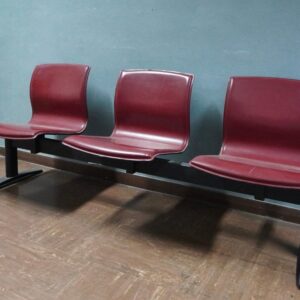 06PANF - PANCA STRUTTURA NERA PELLE BORDEAUX 3 POSTI