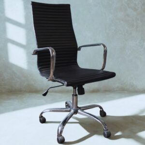 04SEDF - SEDIA UFF PELLE NERA GL DIRIGENTE SU RUOTE